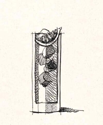 illustration du cocktail Gin Monic dessiné à la main.