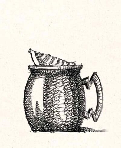 illustration du cocktail tête de mule dessiné à la main.