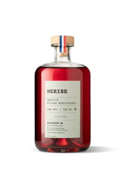 Flacon d'apéritif de montagne à la Merise de la distillerie Maison M.