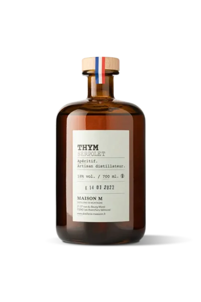 Flacon d'apéritif de montagne au Thym Serpolet de la distillerie Maison M.